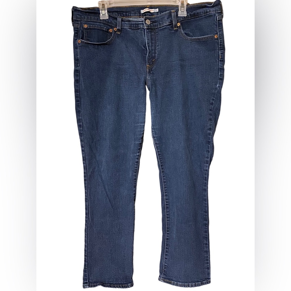 Levis 414 Relaxed Straight Stretch Jeans Women’s 34 Blue 28" Inseam Mid Rise